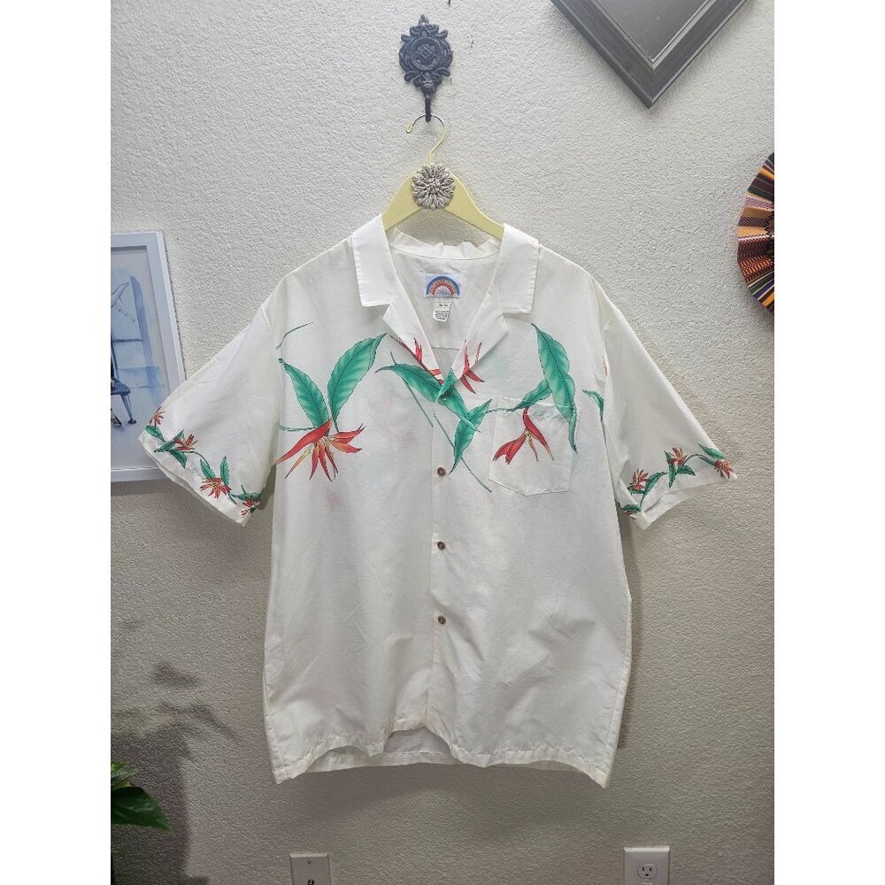 Paradise Found Hawaiian Men's Cotton Tropical Print Shirt XL